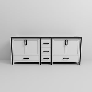 English Elm White Double Bath Vanity 84-in W x 22-in D Solid Wood Frame E0 Plywood, Soft-Close Drawers, Fully Assembled, Ample Storage B2731P260749