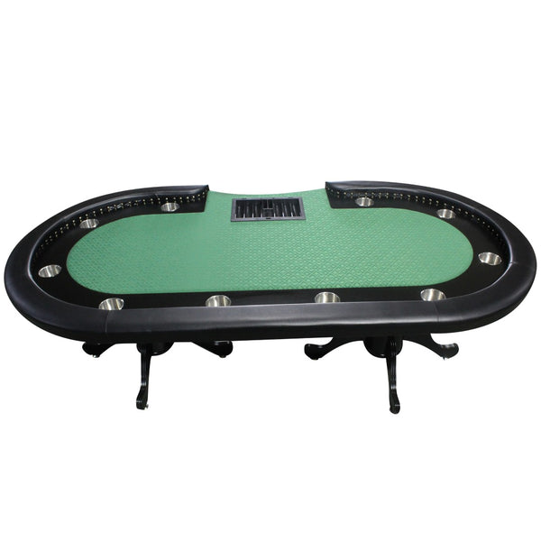 English Elm 96" Oval Poker Table Seats 10 with Felt Surface Chip Tray and Padded Rail W2748S00069