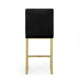 Christopher Knight Home® - Noble House - Toucanet Modern Velvet Barstools, Black and Brass - Set of 2