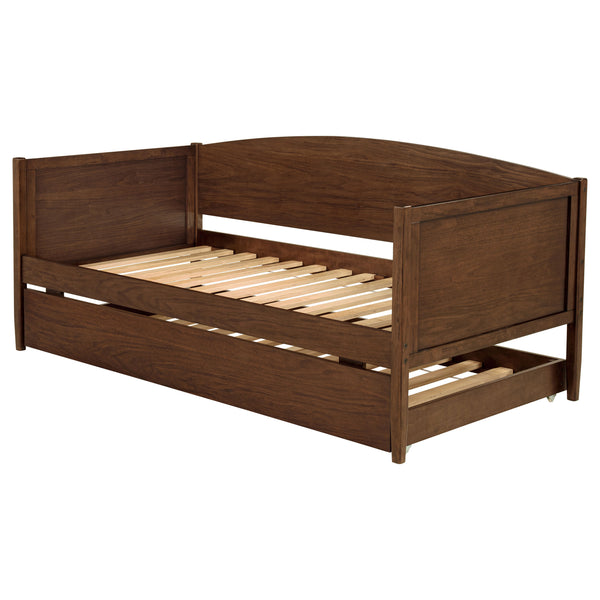 English Elm Fallbrook Twin Daybed with Trundle in Medium Walnut — Elegant, Durable Rubberwood Frame for Cozy Spaces B062S01295