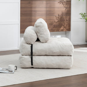 English Elm Folding Floor Sofa Bed Convertible Lounge Chair with Shredded Foam Fill for Bedroom Beige W2200P442793
