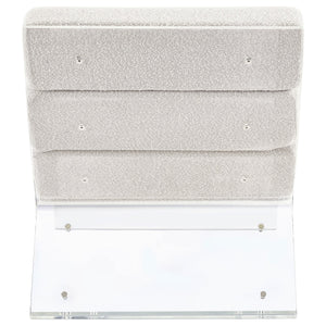 English Elm Freeman Bouclé Upholstered Armless Acrylic Chair with Channel-Tufted Comfort and Clear Modern Frame Ivory B062P299961