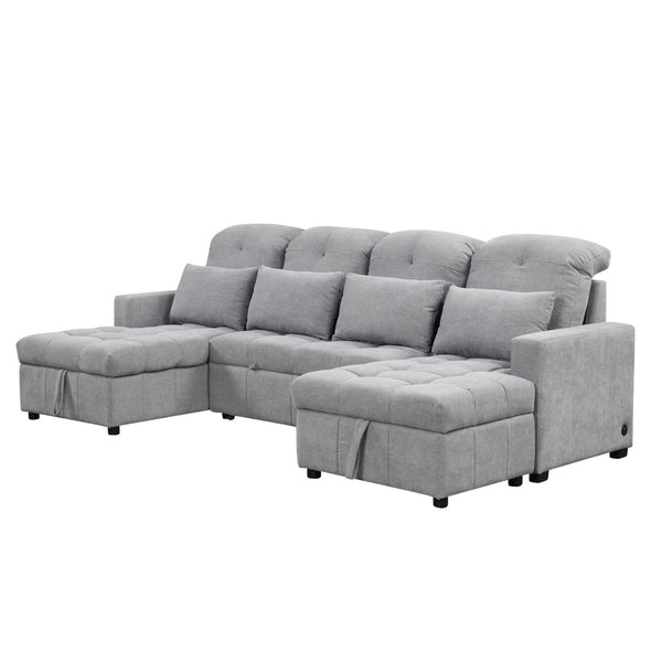 English Elm 101.2" Modular Chenille Sectional Sofa with Tufted Cushions and Deep Seating for Living Room N719S001750E