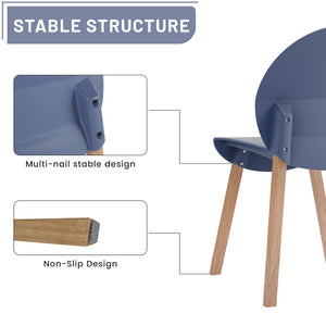 English Elm Summer 5 Piece Round Dining Set Polypropylene Stackable Chairs Oak Legs Modern Style Grey-Blue,White W3450S00039