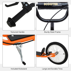 English Elm Aosom Youth Kick Scooter Steel Frame Inflatable Wheels Dual Brakes Adjustable Bar Orange W2225P217073