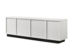 English Elm Tropea 58 Inch Open Shelf Media Console with Oak Finish and Cord Management B2749P413260