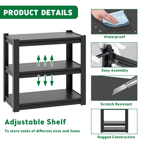 English Elm 20-30 Gallon Fish Tank Stand with Adjustable 3-Tier Metal Shelves, Heavy-Duty Stylish Rack for Home Office Black T2398P211225