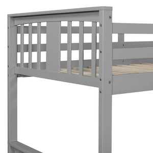 English Elm Twin Over Bunk Bed Solid Pine Frame Gray Finish with Guardrail for Kids N708P429640E