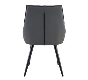 English Elm Dining Chairs Set Of 4 - Modern Dark Gray Faux Leather With Gold Mesh & Black Metal Legs, Ergonomic Comfort W3493P356447