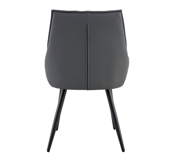 English Elm Dining Chairs Set Of 4 - Modern Dark Gray Faux Leather With Gold Mesh & Black Metal Legs, Ergonomic Comfort W3493P356447