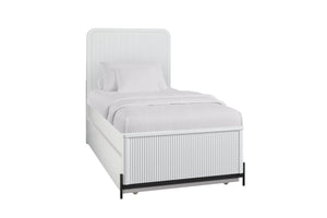 English Elm Full Solid Wood Full Ov Twin Trundle Bed White with Reeded Birch Veneer Fronts Casual Transitional Design B2699S00060