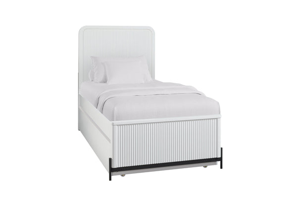 English Elm Full Solid Wood Full Ov Twin Trundle Bed White with Reeded Birch Veneer Fronts Casual Transitional Design B2699S00060