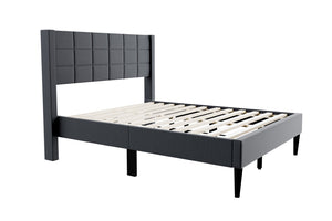 English Elm Modern Diamond Tufted Platform Bed Burlap Upholstered Frame for Loft Bedrooms Charcoal B011P418602