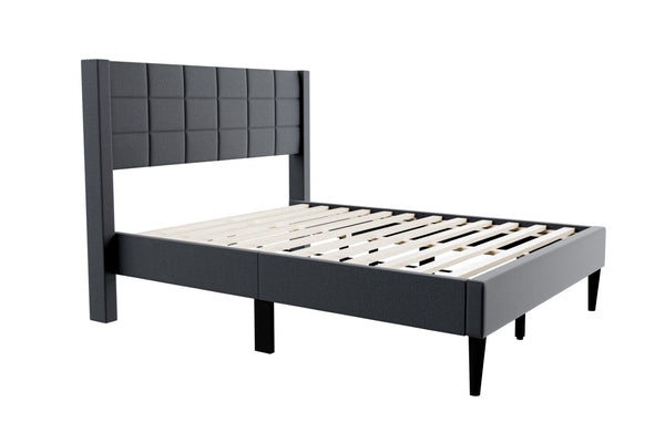 English Elm Modern Diamond Tufted Platform Bed Burlap Upholstered Frame for Loft Bedrooms Charcoal B011P418602