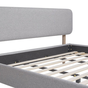 English Elm Jennifer Taylor Home - Diego King Low Upholstered Platform Bed In Light Grey - Modern Elegance With Natural Wood Legs B2719P238662