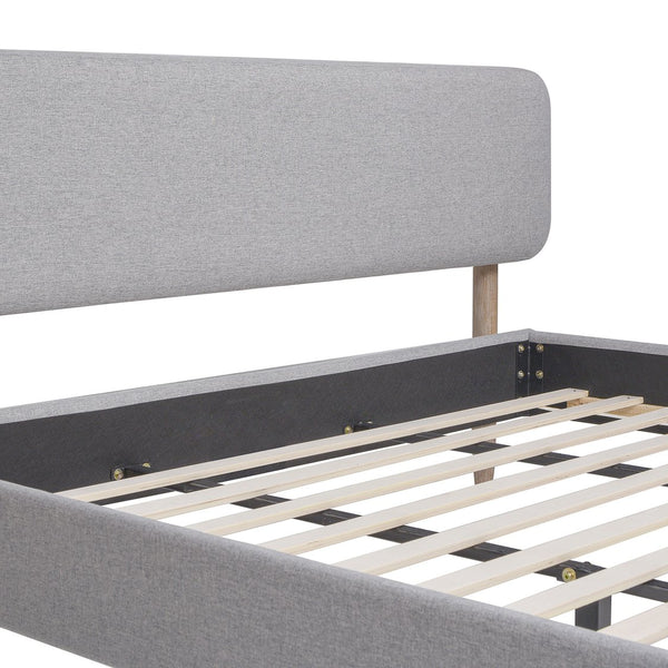 English Elm Jennifer Taylor Home - Diego King Low Upholstered Platform Bed In Light Grey - Modern Elegance With Natural Wood Legs B2719P238662