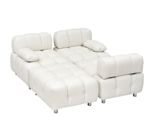 English Elm A 90.60-inch Leathaire Fabric White Sofa – Waterproof, Stain & Cat Scratch Resistant, Space-Saving Four-Seater W1658S00157