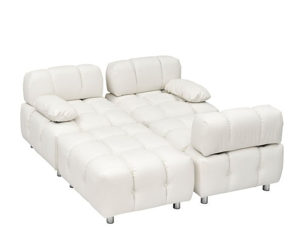 English Elm A 90.60-inch Leathaire Fabric White Sofa – Waterproof, Stain & Cat Scratch Resistant, Space-Saving Four-Seater W1658S00157
