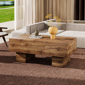English Elm This modern rectangular coffee table with wood texture MDF, 300 lb capacity, easy 10-15 min assembly W1151P271517
