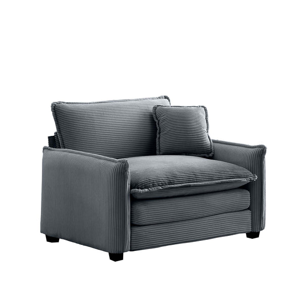 English Elm Comfortable Single Deep Seat Sofa In Soft Grey Corduroy - Stylish Accent For Living Rooms & More! W714S00743