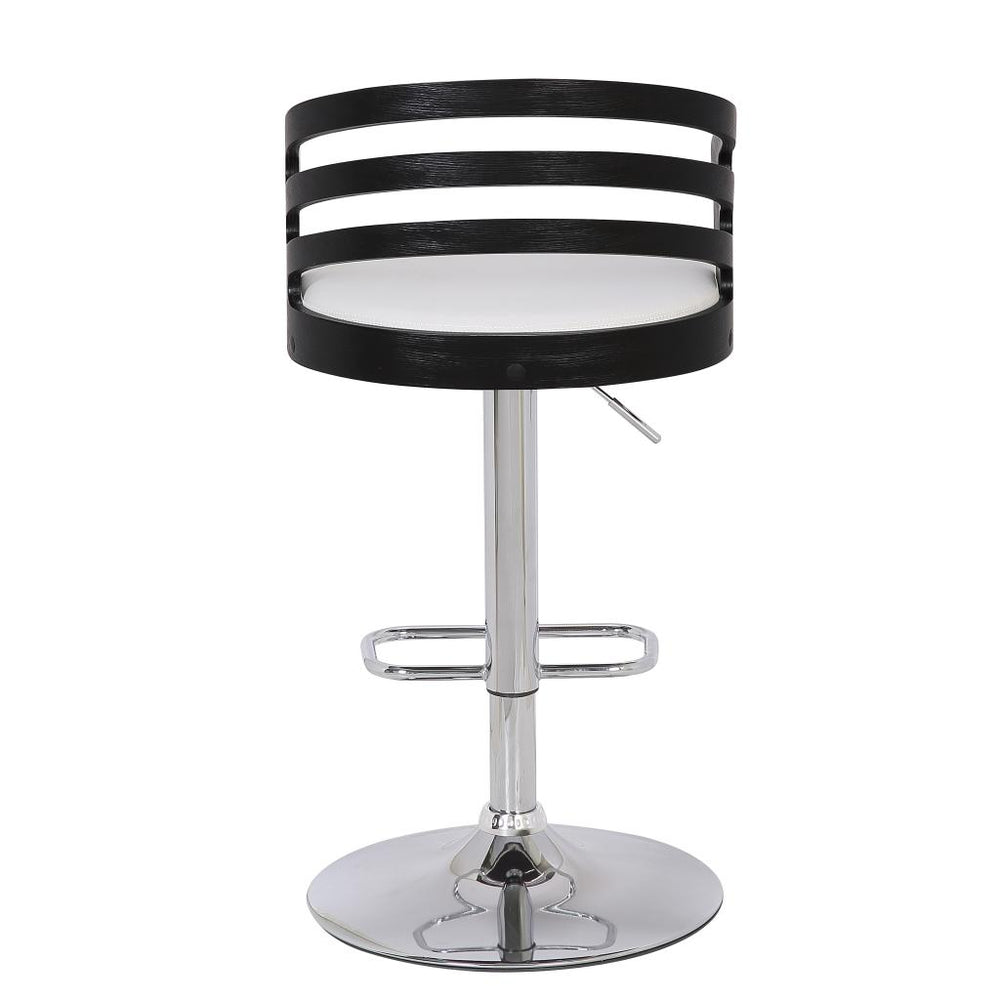 English Elm Modern Wood Back Adjustable Swivel Bar Stool with Cushion, Padded Seat, Armrests & Chrome Footrest Black B347P337867