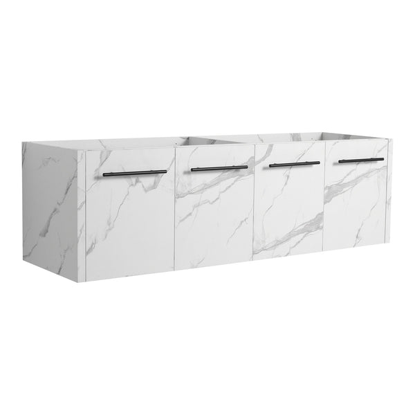 English Elm 60 Inch Wall-mounted Bathroom Vanity Cabinet with Soft-Close Doors, Eco Plywood, Scratch & Water-Resistant Finish White W999P208037