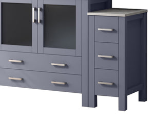 English Elm Dark Grey Bath Vanity Set 60" W X 18.25" D With Side Cabinets, Faucet & Elegant White Ceramic Top B2731S01376
