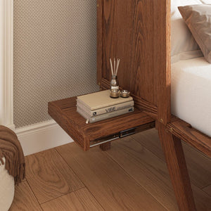 English Elm Full Size Pine Cabinet Murphy Bed with Usb Charging Side Shelves for Guest Rooms W504S00221