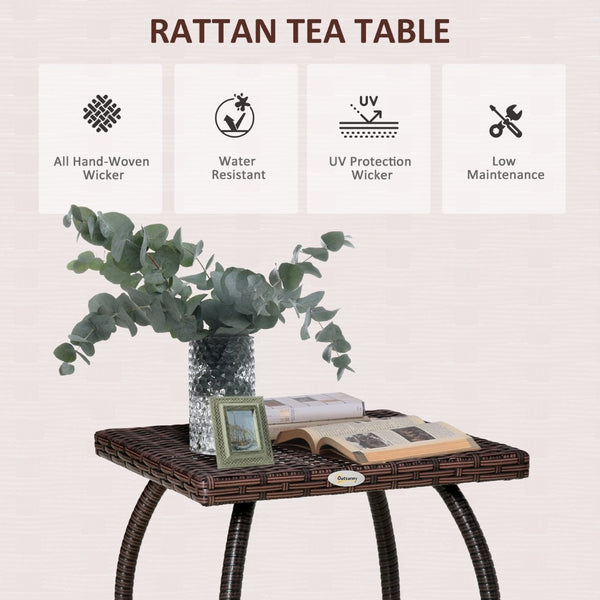 English Elm Outdoor Handwoven Pe Rattan Square Side Table for Balcony Patio and Backyard Use W2225P174040