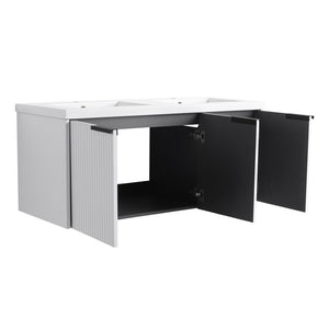 English Elm 48" Modern Wall-Mounted Bathroom Vanity With Resin Double Sink & Soft-Close Doors For Stylish Storage P2 W999S00352-GIGA