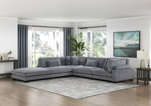 English Elm 1Pc Modern Modular Armless Chair In Plush Gray Corduroy – Versatile Seating With Matching Pillow! B011P220981