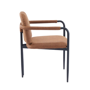 English Elm Christopher Knight Home® - Dinning modern iron-frame dining chair set of 2 with durable fabric seats, compact, stylish and sturdy Black,Brown N771P247180W