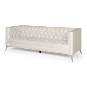 English Elm 3-seater Tufted Upholstered Sofa with Matte Iron Legs for Modern Living Rooms 68263.00A