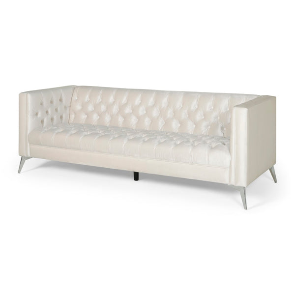 English Elm 3-seater Tufted Upholstered Sofa with Matte Iron Legs for Modern Living Rooms 68263.00A