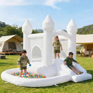 English Elm Outdoor Inflatable Bounce House 3 in 1 Trampoline Slide Ball Pit Kids Play T3971P486597