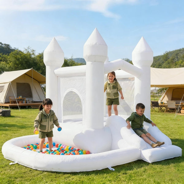 English Elm Outdoor Inflatable Bounce House 3 in 1 Trampoline Slide Ball Pit Kids Play T3971P486597