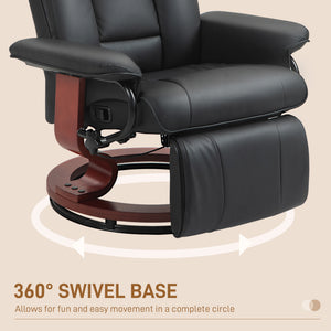 English Elm Homcom Manual Swivel Recliner Chair - Stylish Pu Leather Comfort With Adjustable Footrest & 360° Rotating Base W2225P217423