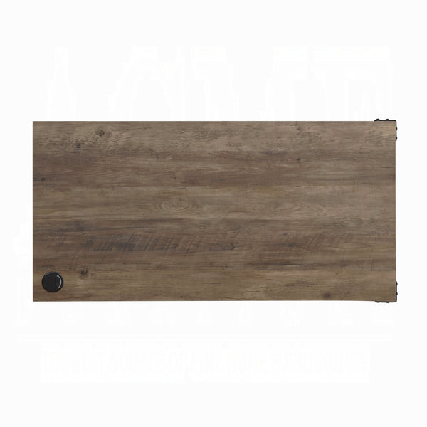 English Elm Rustic Oak Desk with Sliding Barn Door, Spacious 48" Work Surface, Cord Management & Black Metal Legs B062P209220