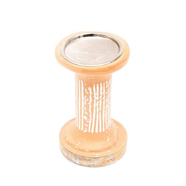 English Elm Brown Ecomix Pillar Candle Holder - Elegant Terracotta Design For Stylish, Sustainable Home Décor B346P336865