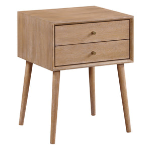 OSP Home Furnishings Rena 2-Drawer Side Table Ash