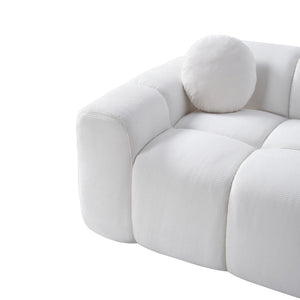 English Elm 98.4" Corduroy Cloud Puff Sofa Vacuum Packed 4-seater Living Room Couch with Pillows White W5515P477281