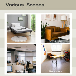 English Elm Folding Bed with Memory Foam Mattress, 75"x38" Rollaway Guest Bed on Wheels, 350lb Capacity, Compact Storage W1422P177281