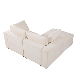 English Elm 68.5" Modular Loveseat Sofa With Ottoman - Stylish Chenille Couch For Small Spaces & Versatile Layouts W1123S00023