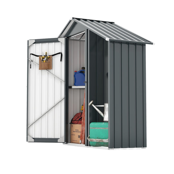English Elm Campcraft Galvanized Steel Outdoor Storage Cabinet with Lockable Compartment and Firewood Rack W1598P382301