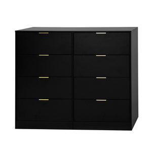 English Elm 8 Dresser with 8 Drawers Tall Chest for Bedroom — Spacious, Sturdy Particleboard Storage, Anti-Tip Design and Smooth Glides Black W409P307592