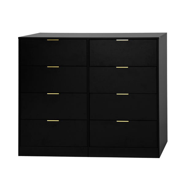 English Elm 8 Dresser with 8 Drawers Tall Chest for Bedroom — Spacious, Sturdy Particleboard Storage, Anti-Tip Design and Smooth Glides Black W409P307592