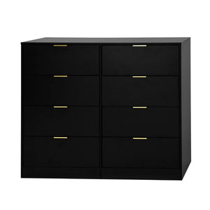 English Elm 8 Drawer Tall Chest Slim Particleboard Build Smooth Gliding Storage for Bedroom Closet Black W409S00027