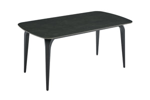 English Elm Modern Sintered Stone Rectangular Dining Table with Gold Accent Metal Base W3493S00015
