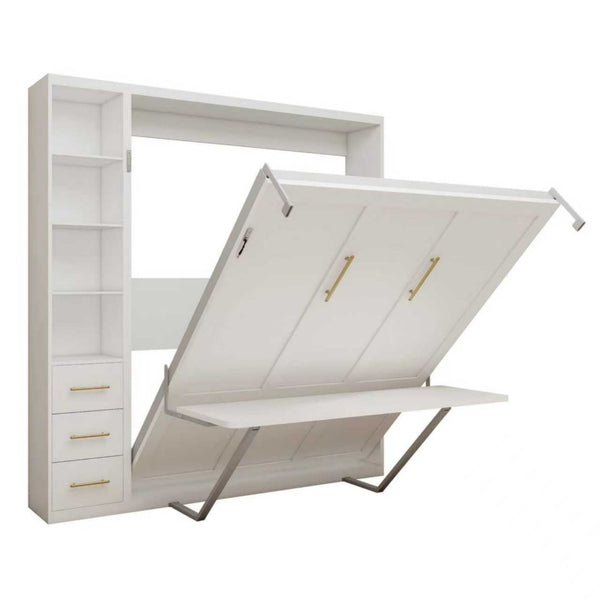 English Elm Diy Queen Murphy Bed with Integrated Workspace Desk for Studio and Home Office W5290S00005