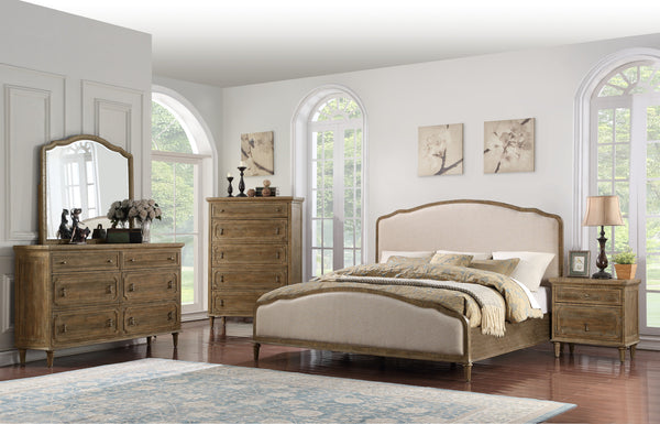 English Elm Wallace & Bay - Brown Sandstone Upholstered Queen Bed with Rustic Casual Design, Easy-Care Wood Frame, Elegant Appeal taupe B361S00004